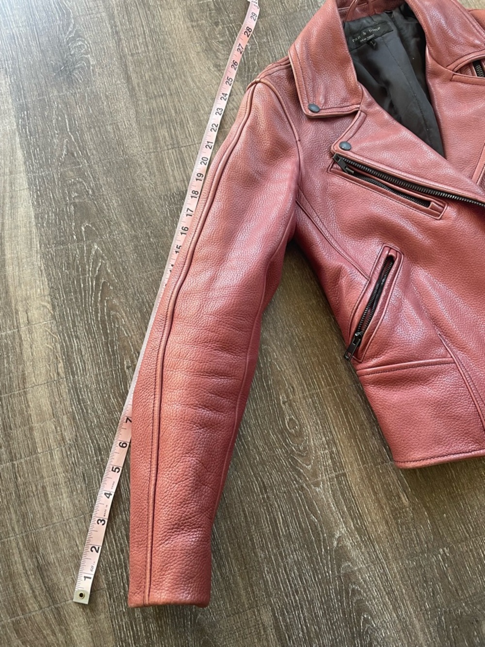 Rag & Bone Leather Minerva Moto Jacket. Double Rider style. Red. Size 2 - Picture 5 of 12